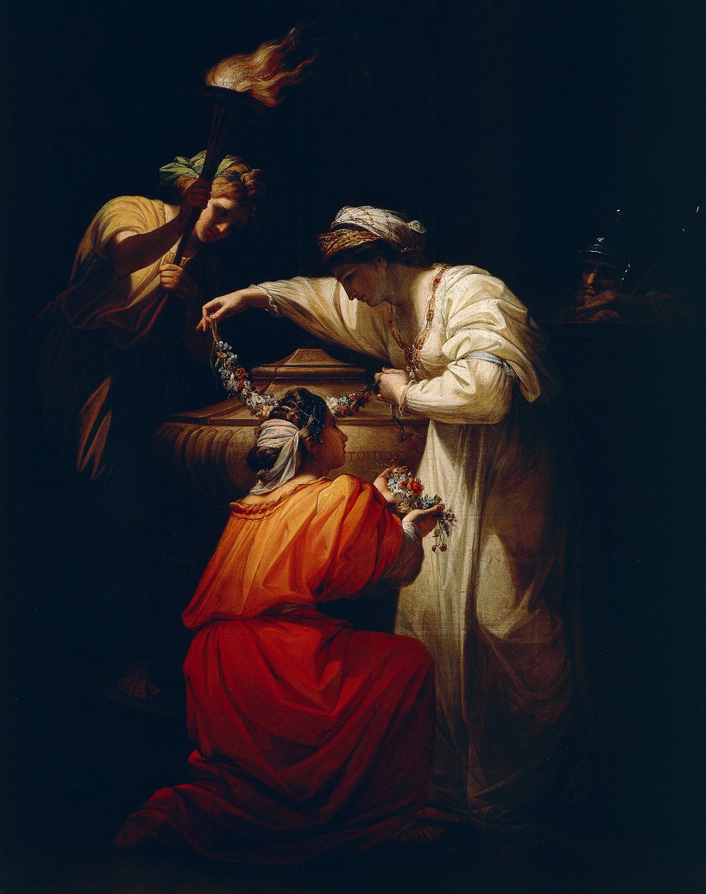 Cleopatra pryder Mark Antonius grav av Angelica Kauffmann