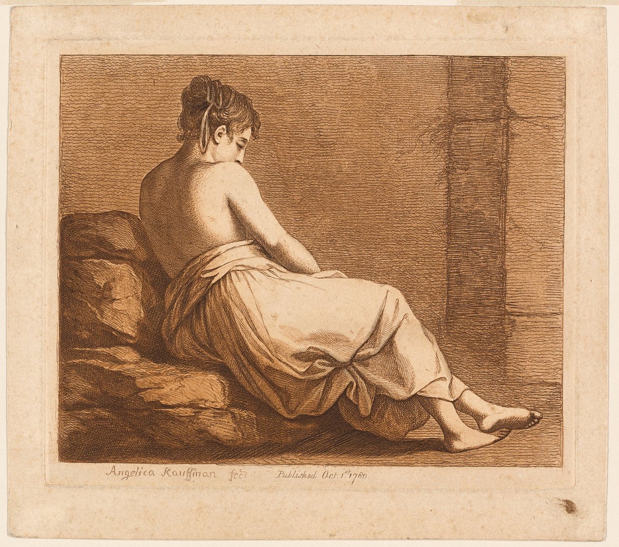 Liggande flicka sedd bakifrån av Angelica Kauffmann