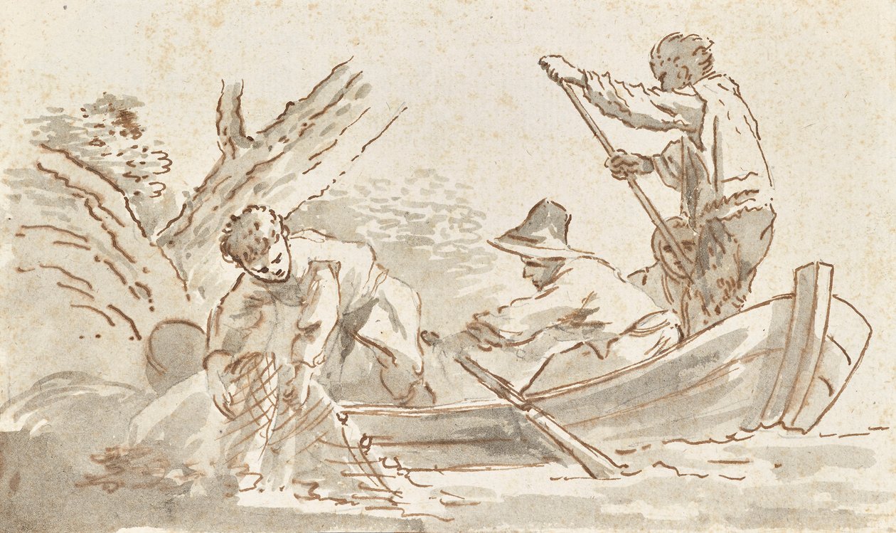 Fiskare som drar in nätet av Angelica Kauffmann