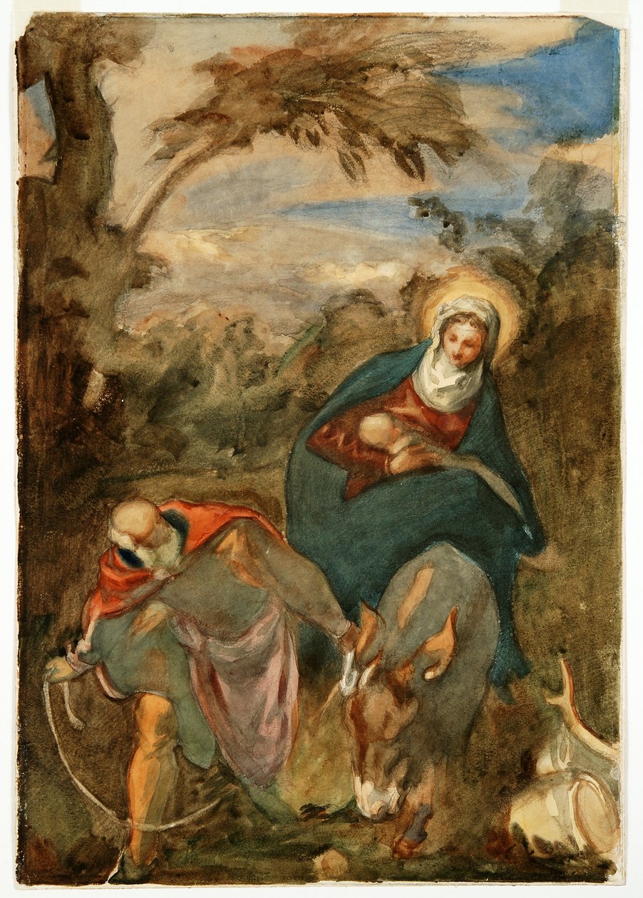 Flygningen till Egypten, efter Tintoretto av Angelo Alessandri