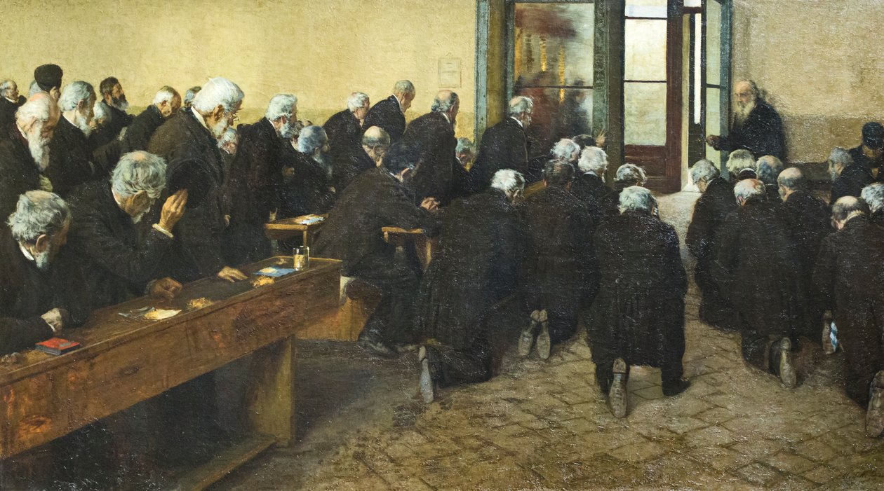 Viaticum, 1884 (olja på duk) av Angelo Morbelli