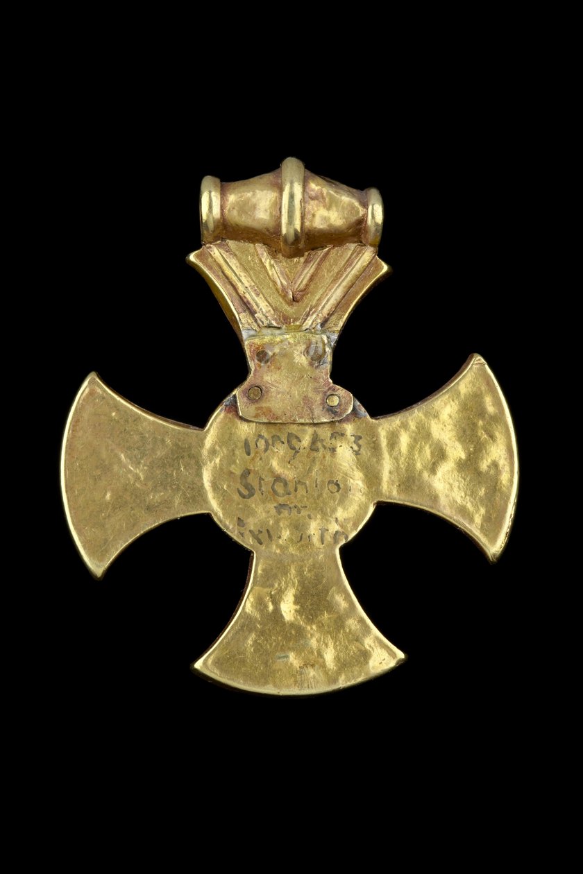 Baksidan av Ixworth Cross (granat och guld) av Anglo Saxon