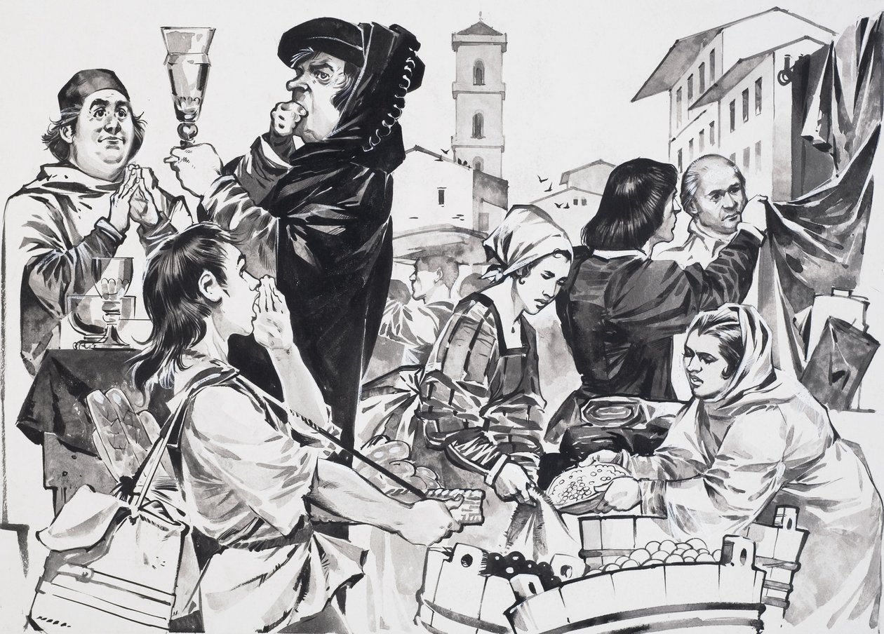 Florentine Trading (gouache på papper) av Angus McBride