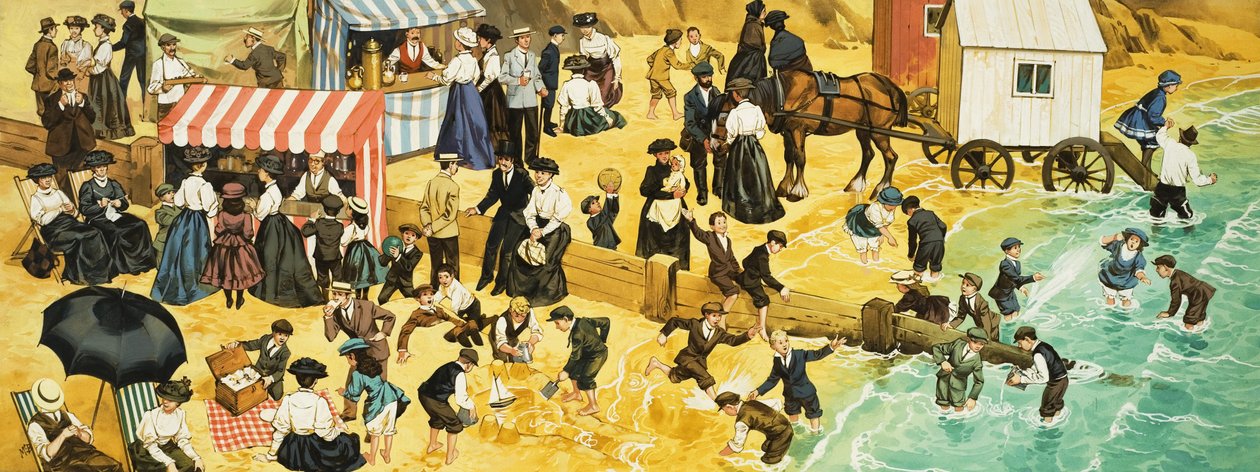 Victoriansk eller edwardiansk strandmotiv av Angus McBride