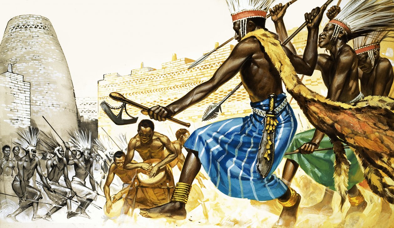 Krigsdans av Bantu-stamfolk av Angus McBride