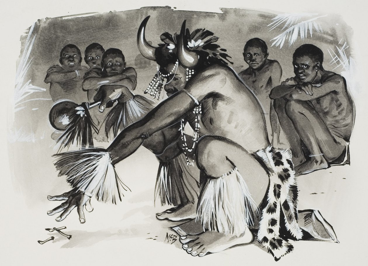 Witch Doctor (gouache på papper) av Angus McBride
