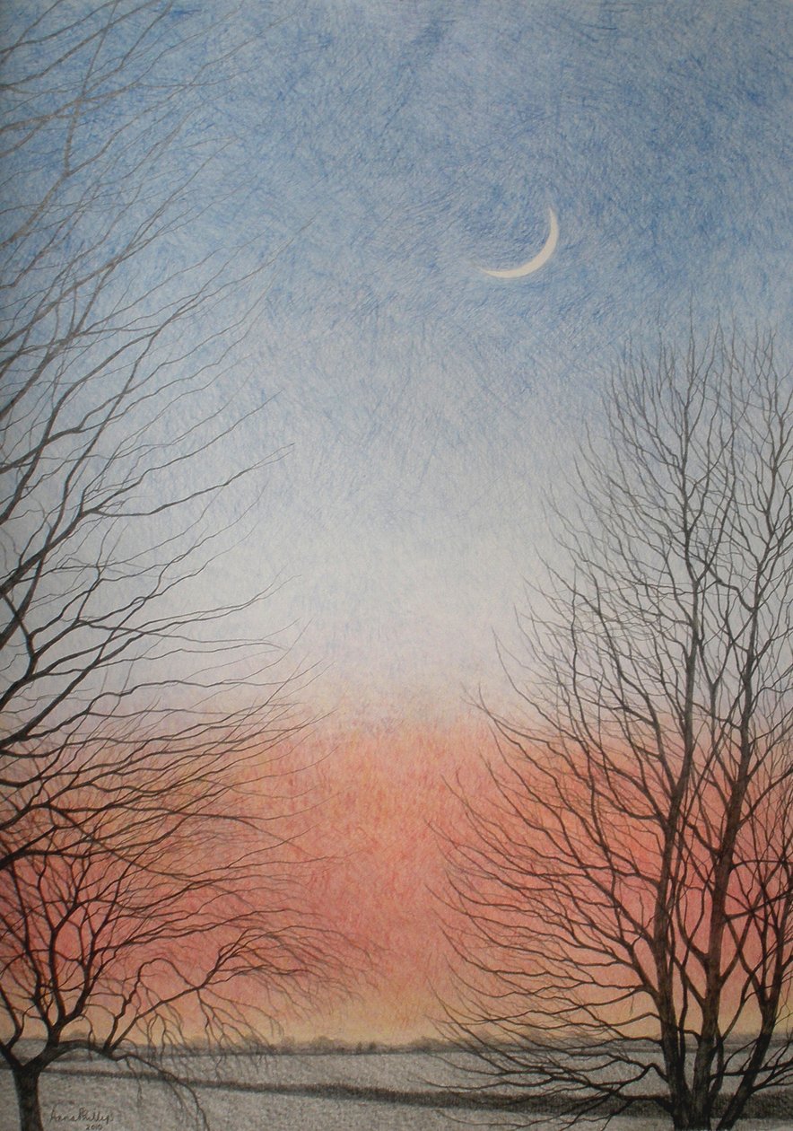 Tidig kväll, 2010 (färgpenna på papper) av Anna Phillips