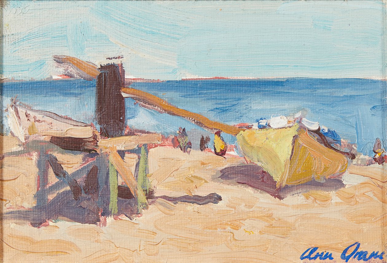 The Beach, La Linea (olja på duk) av Ann Oram