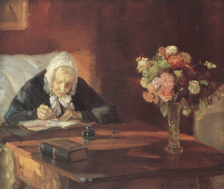  Ane Hedvig Brndum sidder ved bordetAne Hedvig Broendum Sitting at the Table av Anna Ancher