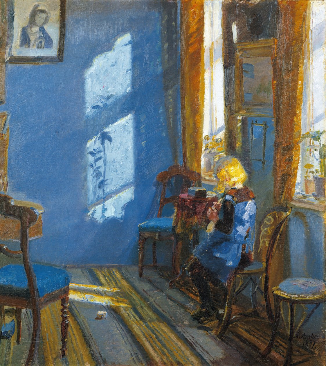 Solljus i det blå rummet av Anna Ancher