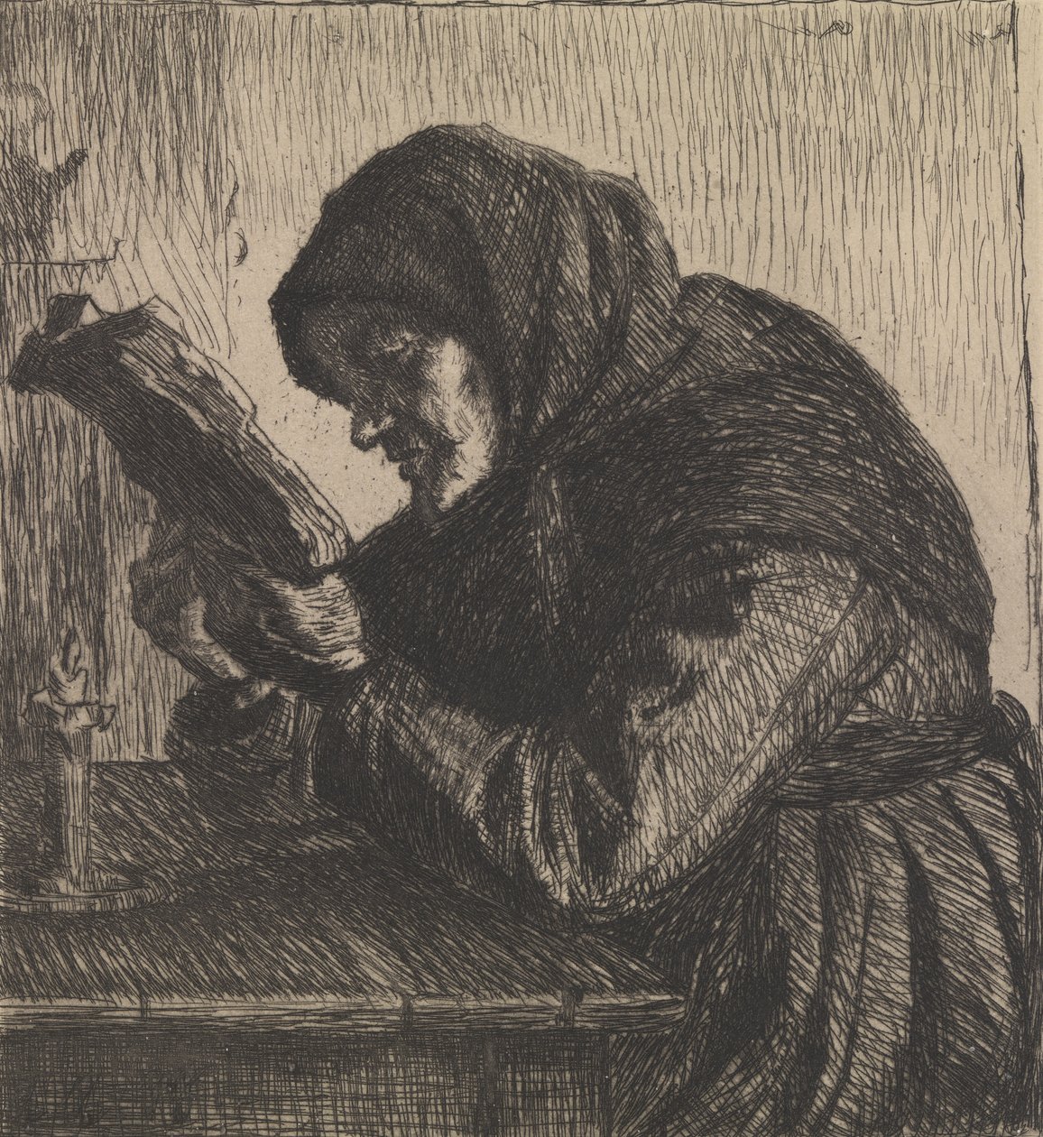 Läser gammal fru av Anna Ancher