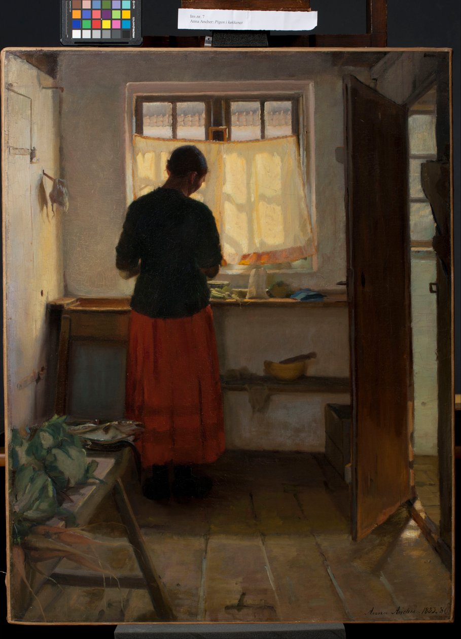 Hembiträdet i köket av Anna Ancher
