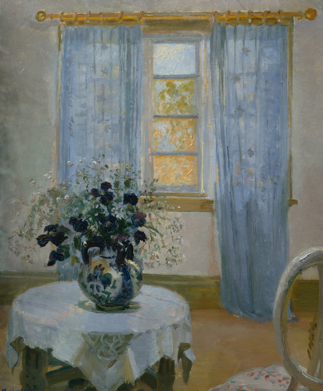 Interiör med klematis (blomma) av Anna Kirstine Ancher