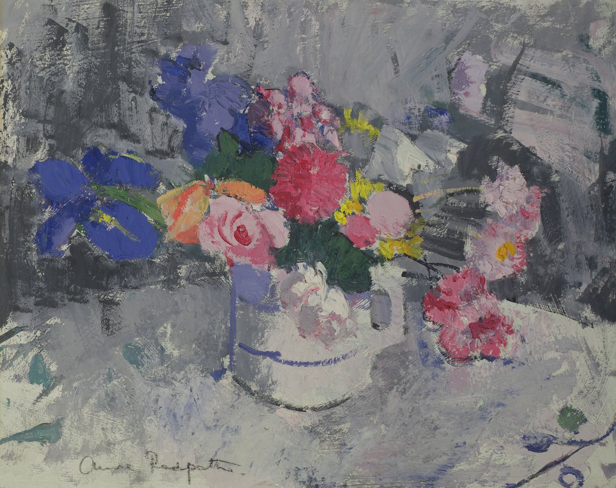 Sommarblommor, ca 1942 (olja ombord) av Anne Redpath
