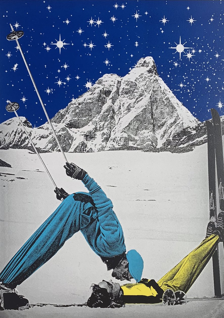 Skidparadis, 2021 (handgjort screentryck) av Anne Storno