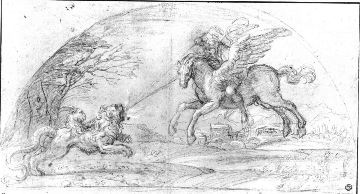 Bellerophon bekämpar Chimaera av Annibale Carracci