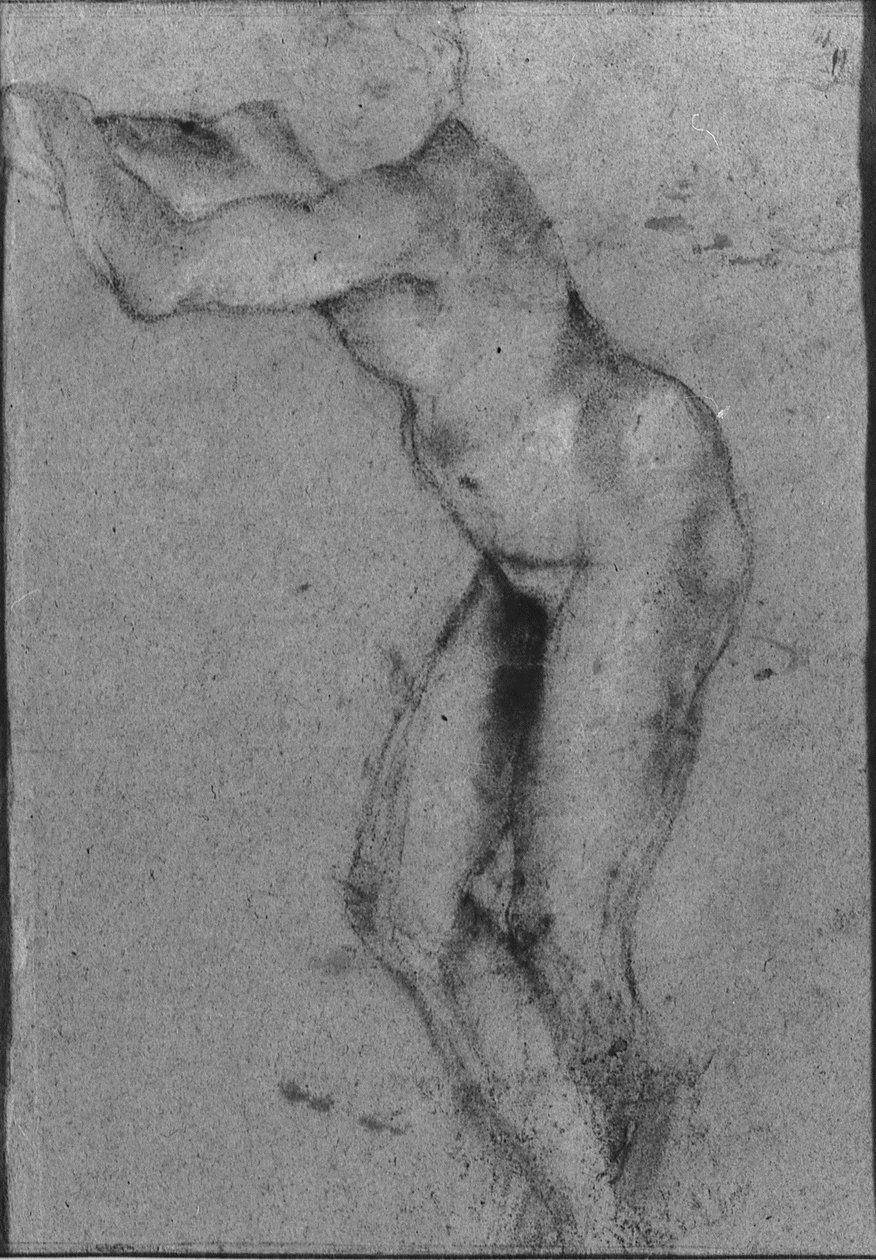 Skiss till en dekorativ figur i Palazzo Magnani i Bologna. av Annibale Carracci