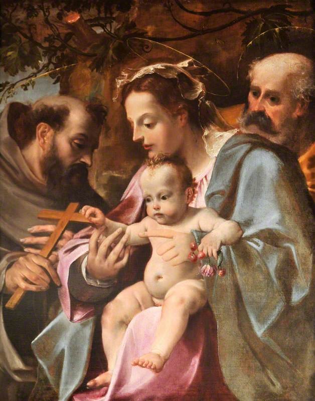 The Holy Family with Saint Francis av Annibale Carracci