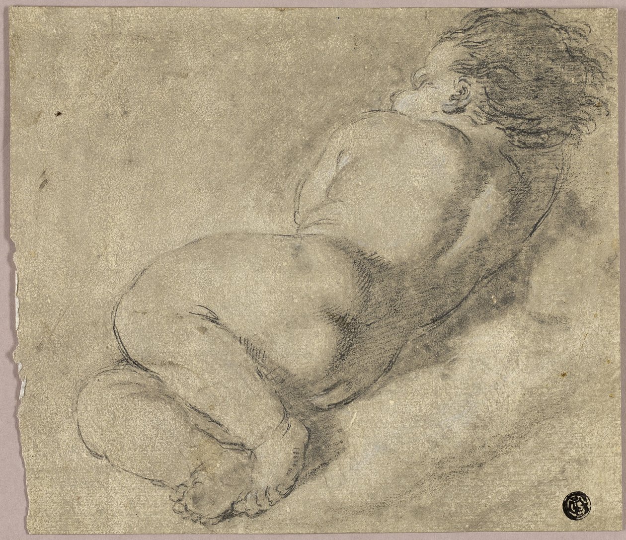 Liggande barn från ryggen av Annibale Carracci