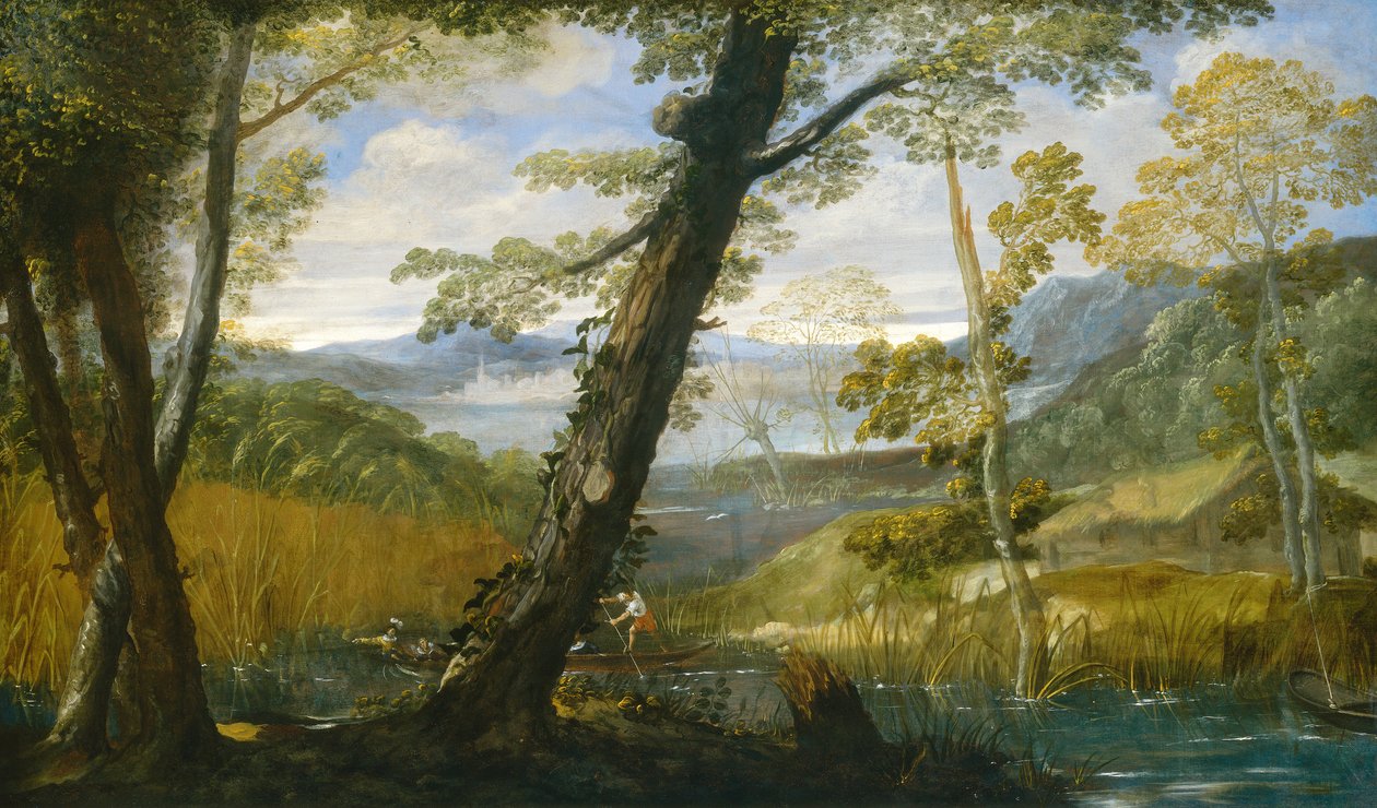 Landskap vid floden av Annibale Carracci
