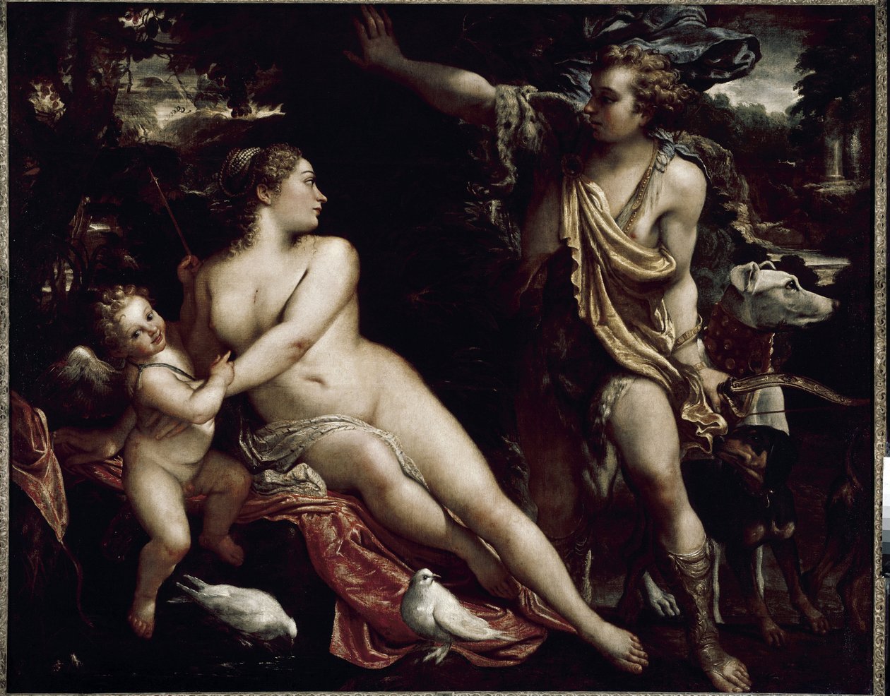 Venus och Adonis (olja på duk, ca 1588-1593) av Annibale Carracci