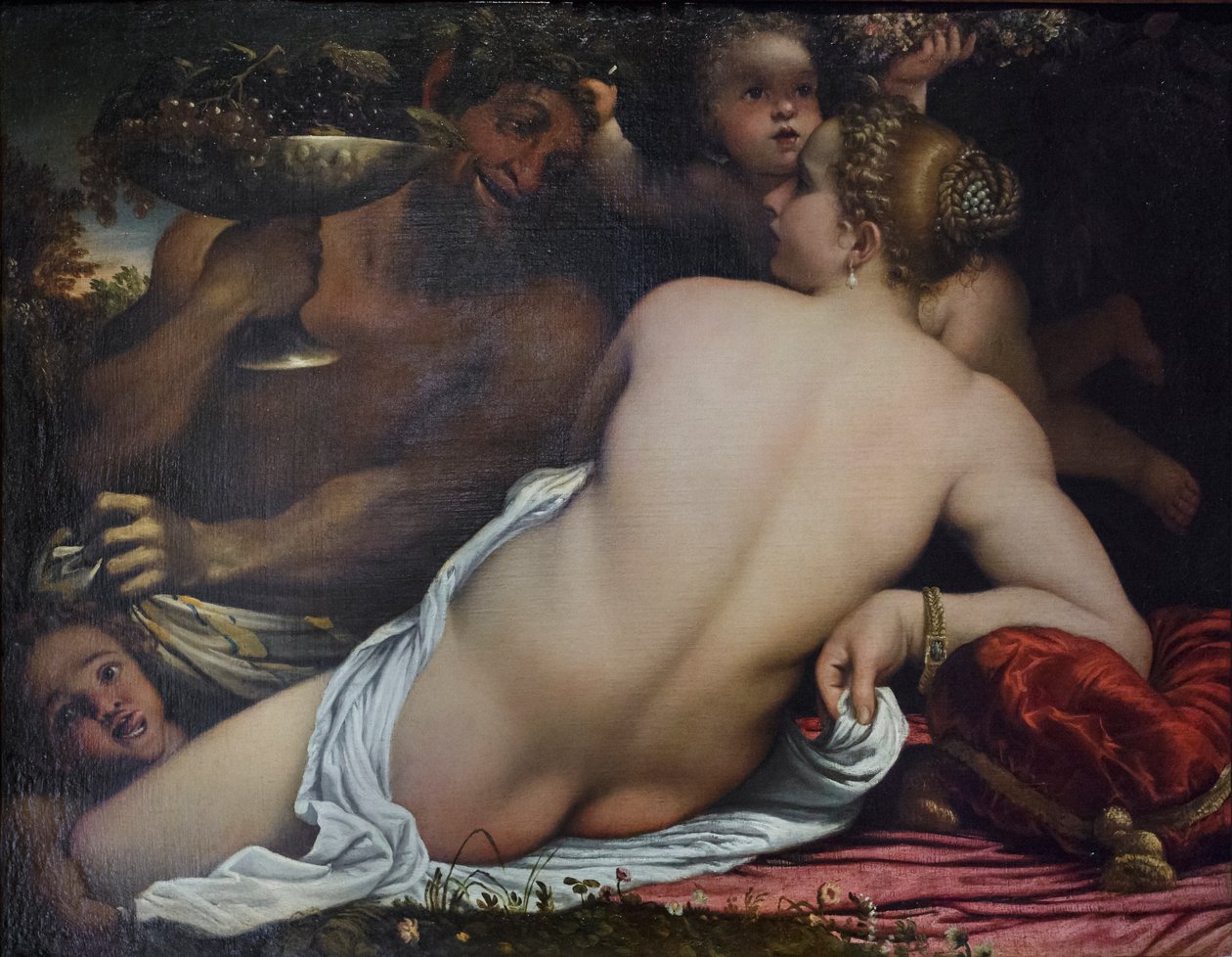 Venus, två satyrer och Amor av Annibale Carracci