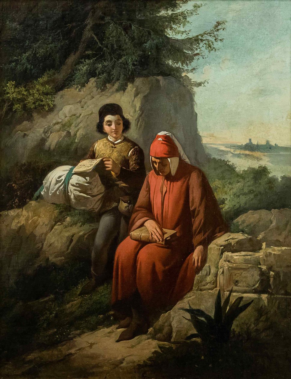 Dante i exil, 1854. av Annibale Gatti