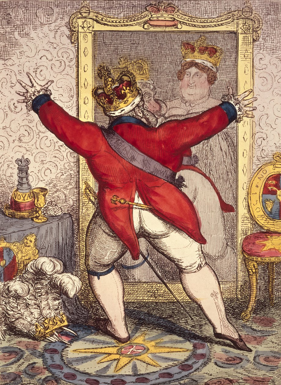 Reflektion: Att vara, eller inte vara, tecknad serie av kung George IV av England (1762-1830), 1820 (tryck) av Unbekannt Unbekannt