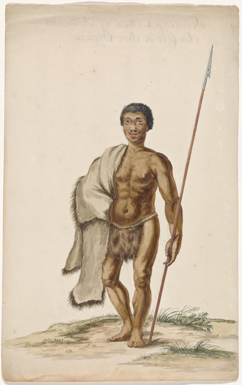 Khoikhoiman med assegai av Anonymous