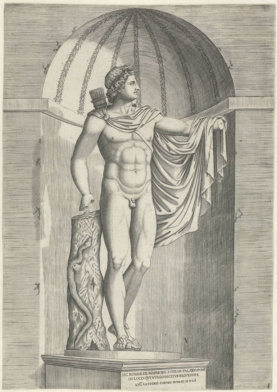 Klassisk bild Apollo Belvedere i nisch av Anonymous