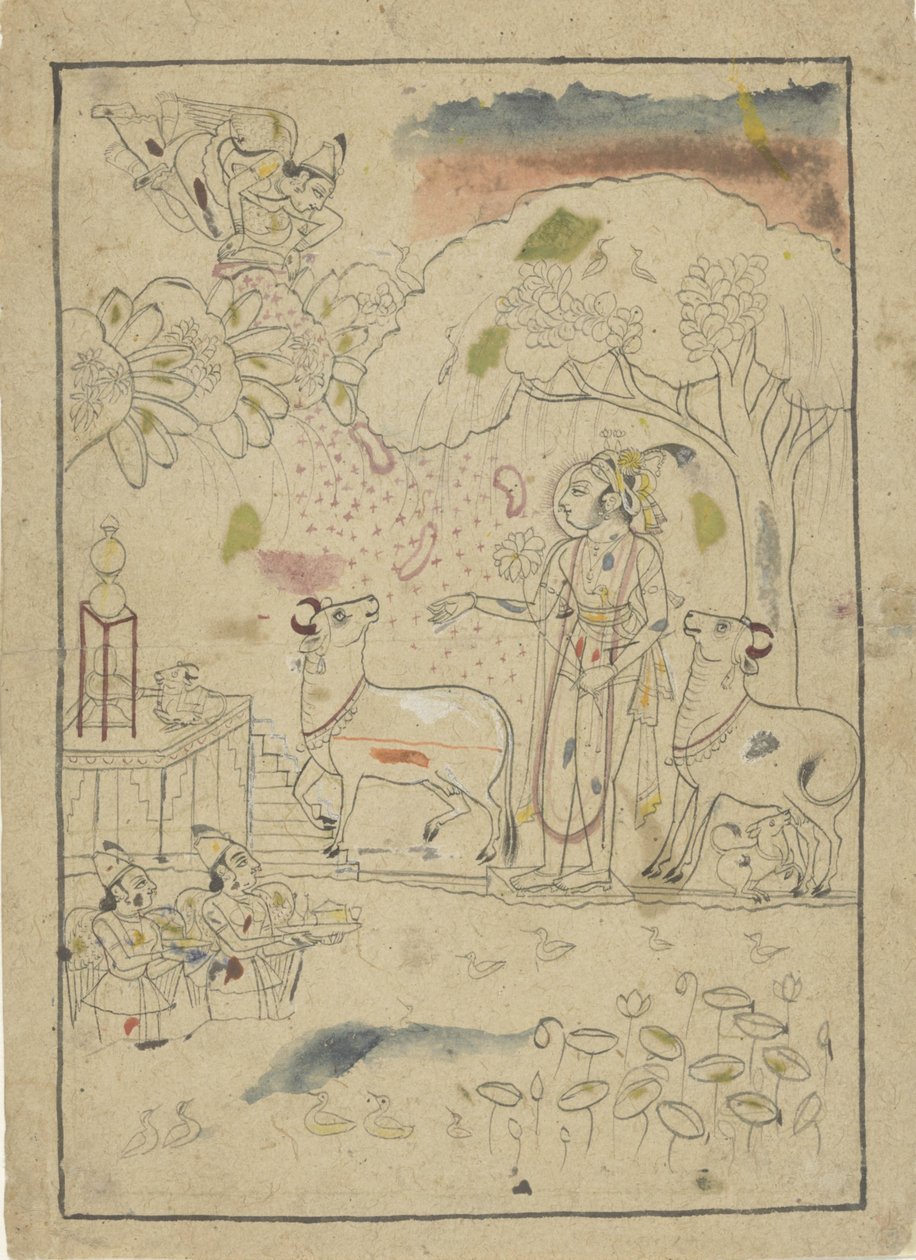 Krishna med kor från linga-helgedomen av Anonymous