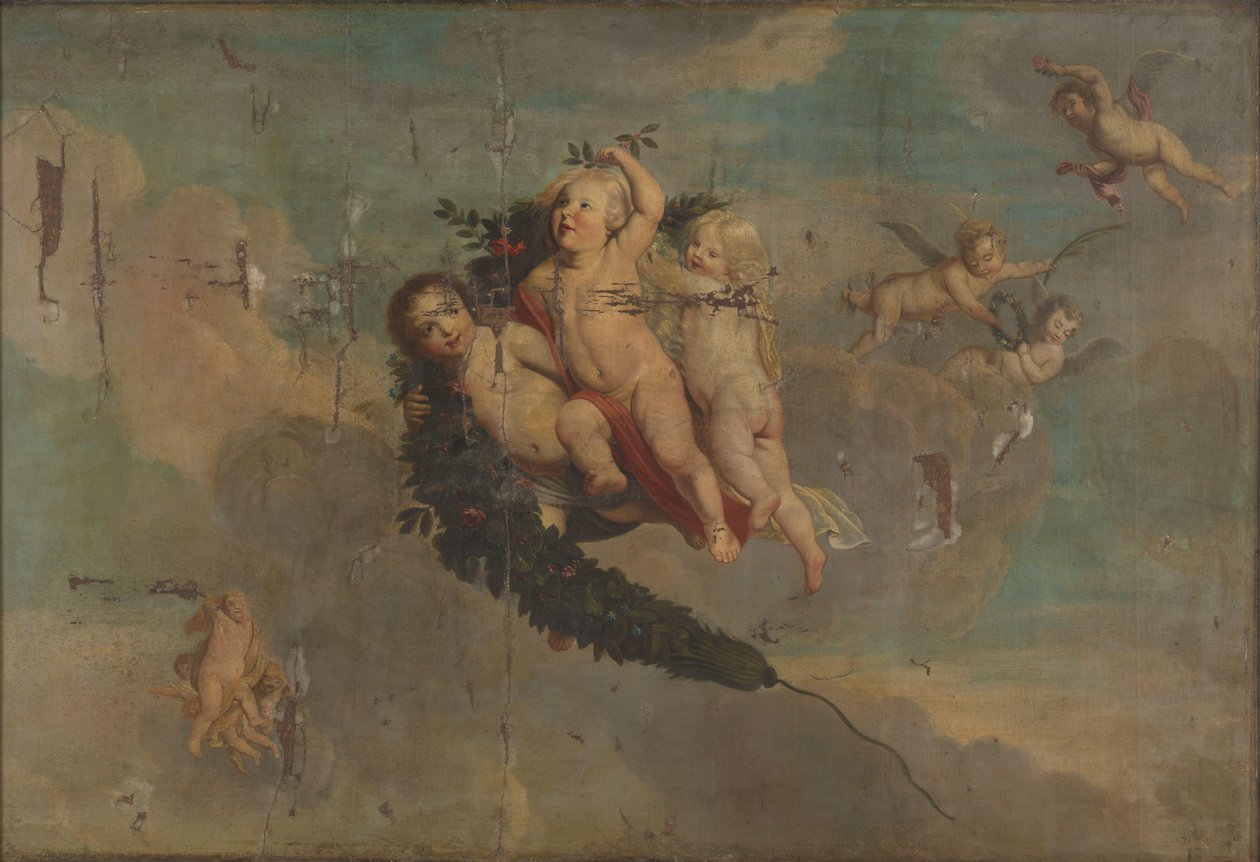 Putti med en festong av Anonymous