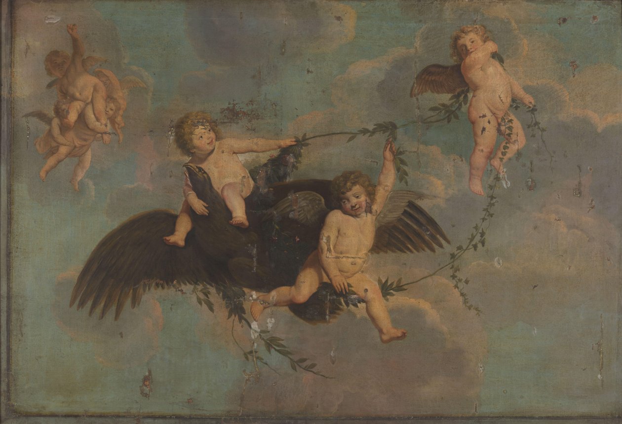 Putti med en örn på moln av Anonymous