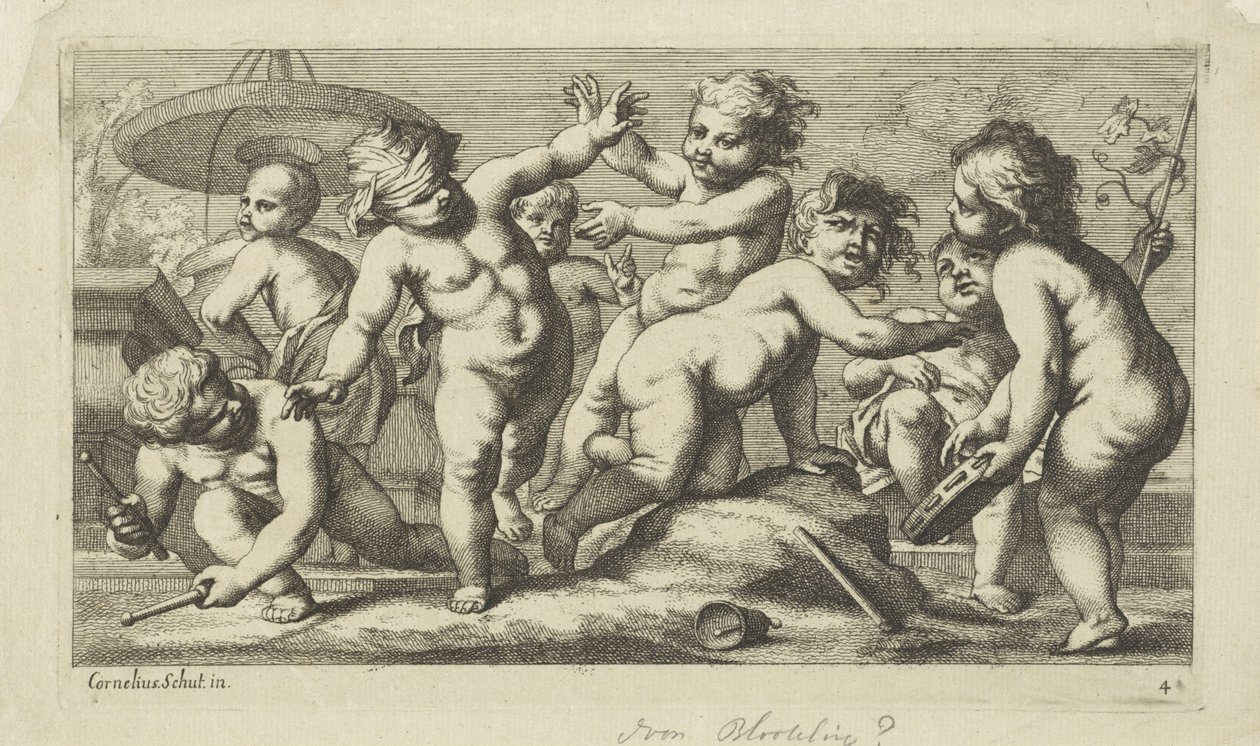 Putti leker vid en fontän Spelar putti (serietitel) av Anonymous