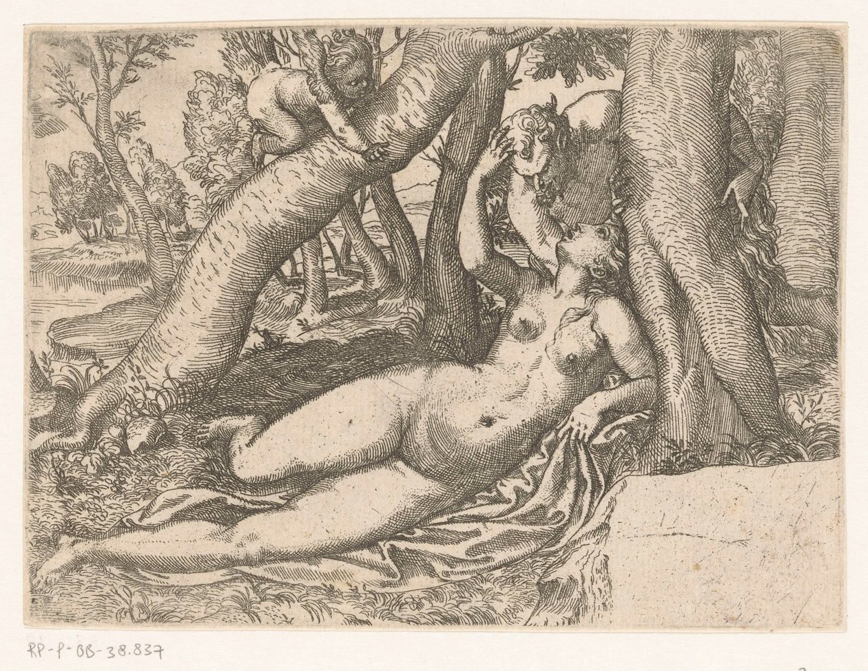 Venus väcks av en satyr av Anonymous