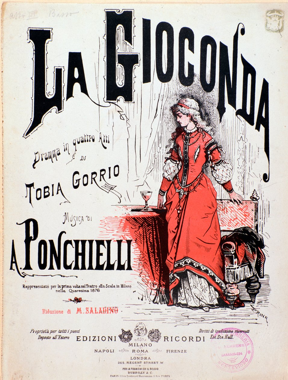 Frontispice av La Gioconda, opera av Ponchielli av Anonymous Anonymous