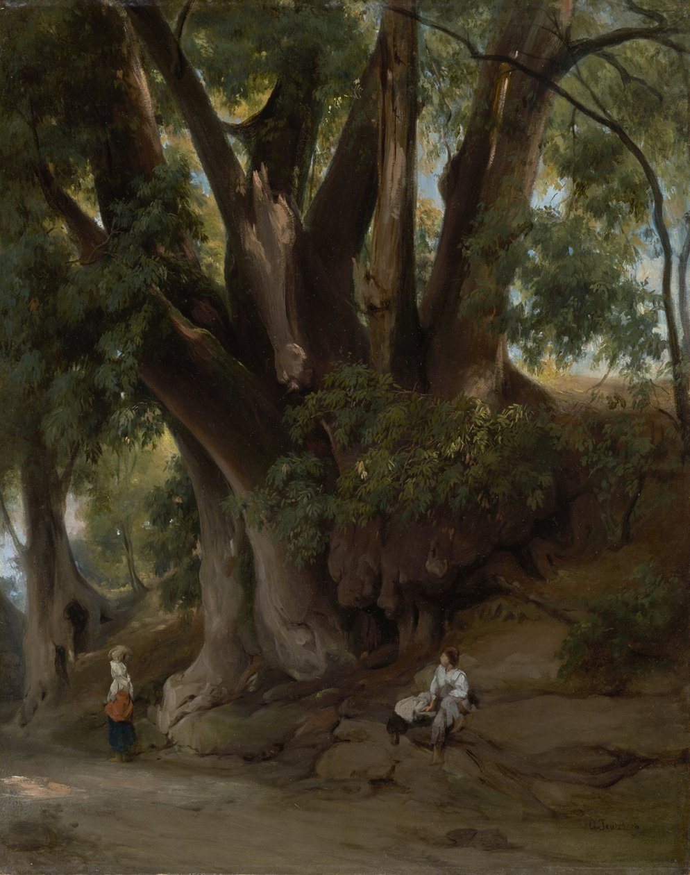 Italian Treescape (Road at Albano) av Anselm Feuerbach
