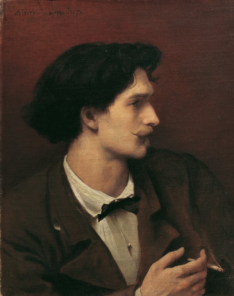 Självporträtt med en cigarett av Anselm Feuerbach