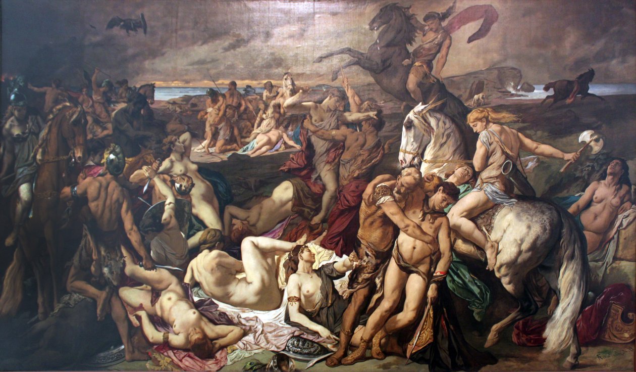 Slaget om amasonerna (andra versionen) av Anselm Feuerbach
