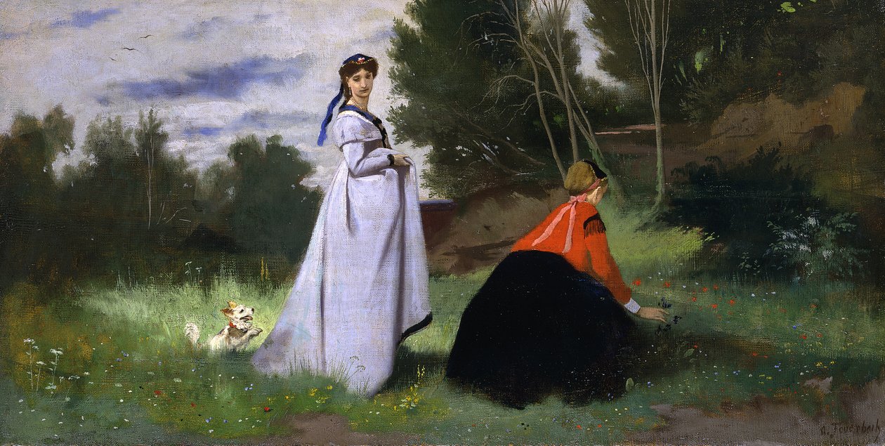 Två damer i ett landskap, 1867. av Anselm Feuerbach