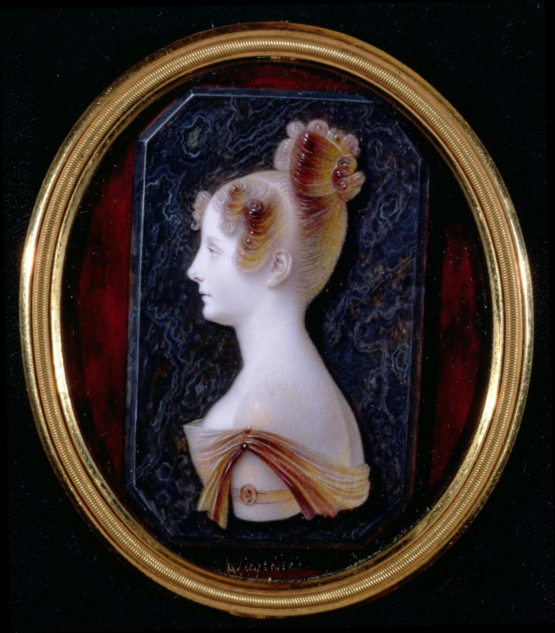 Porträtt av prinsessan Elena Pavlovna, ca 1820 (wc och gouache på emalj) av Anthelme Francois Lagrenee