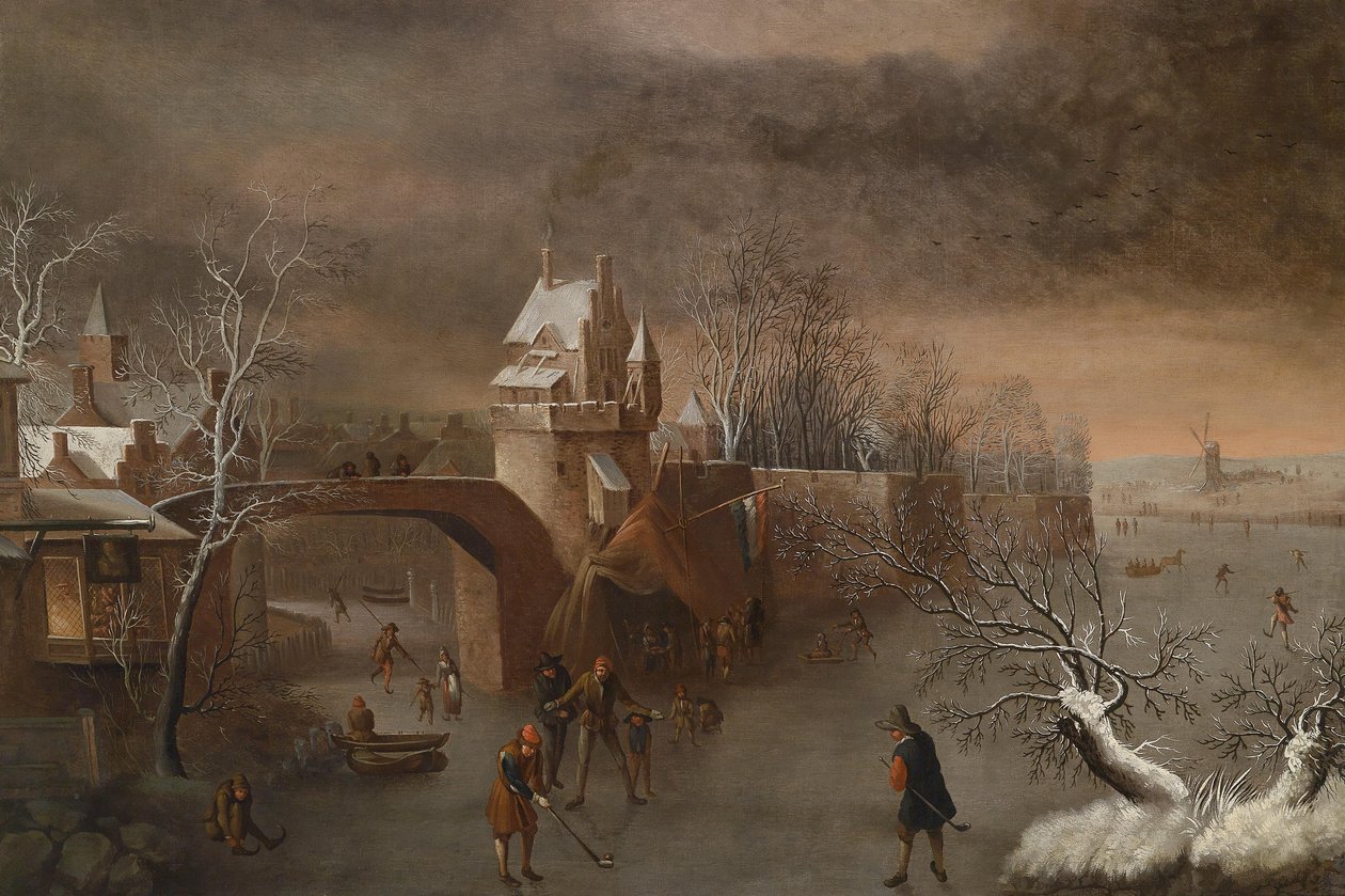 Eisvergnügen an der Stadtmauer av Anthonie Beerstraaten