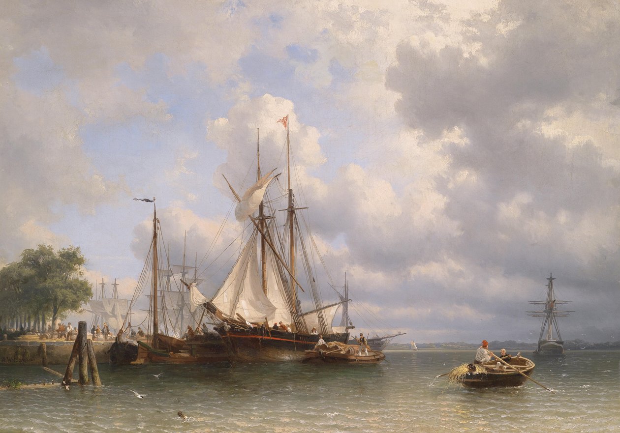 Segelfartyg i hamnen av Anthonie Waldorp