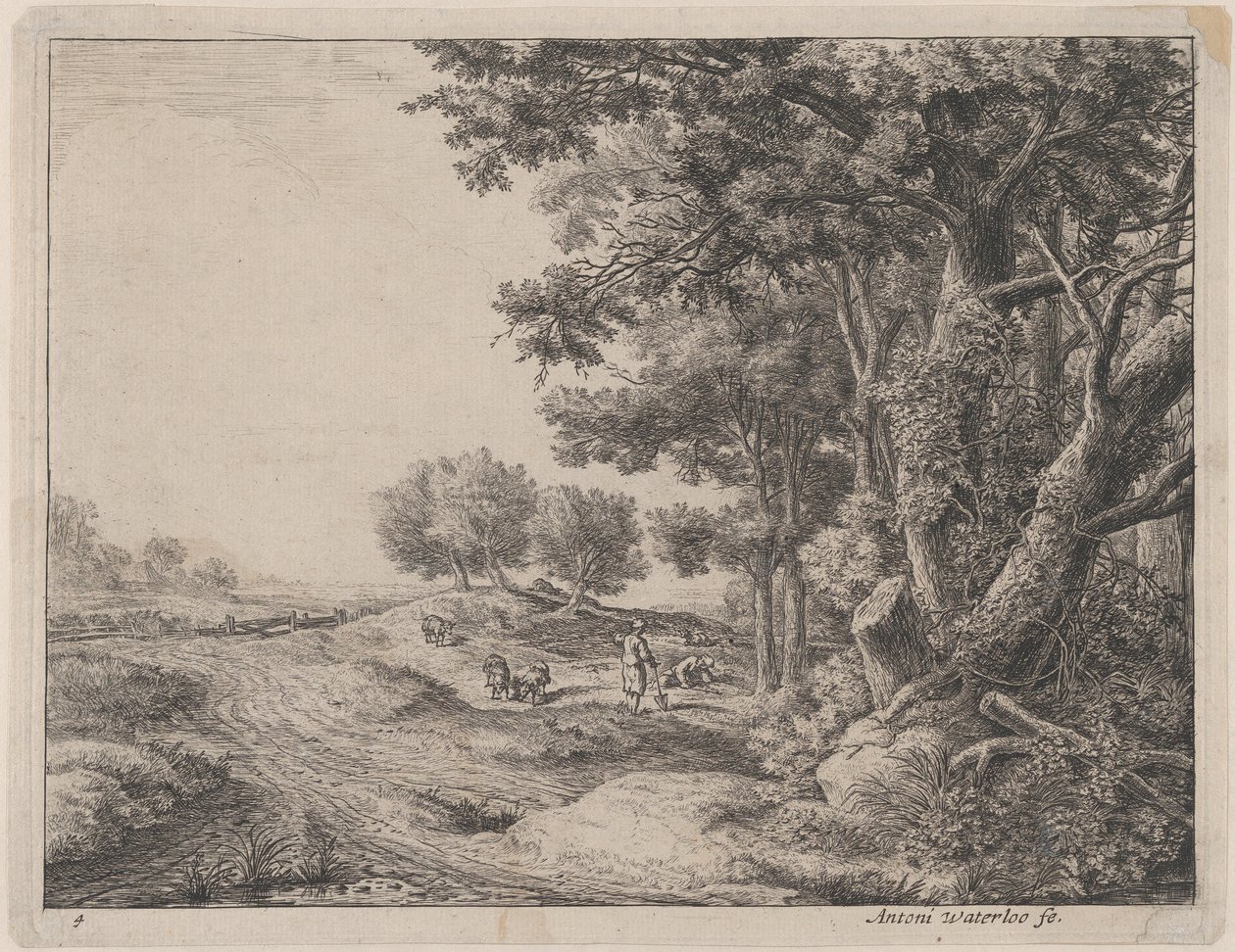 En bonde med en spade, 1600-talet. av Anthonie Waterloo