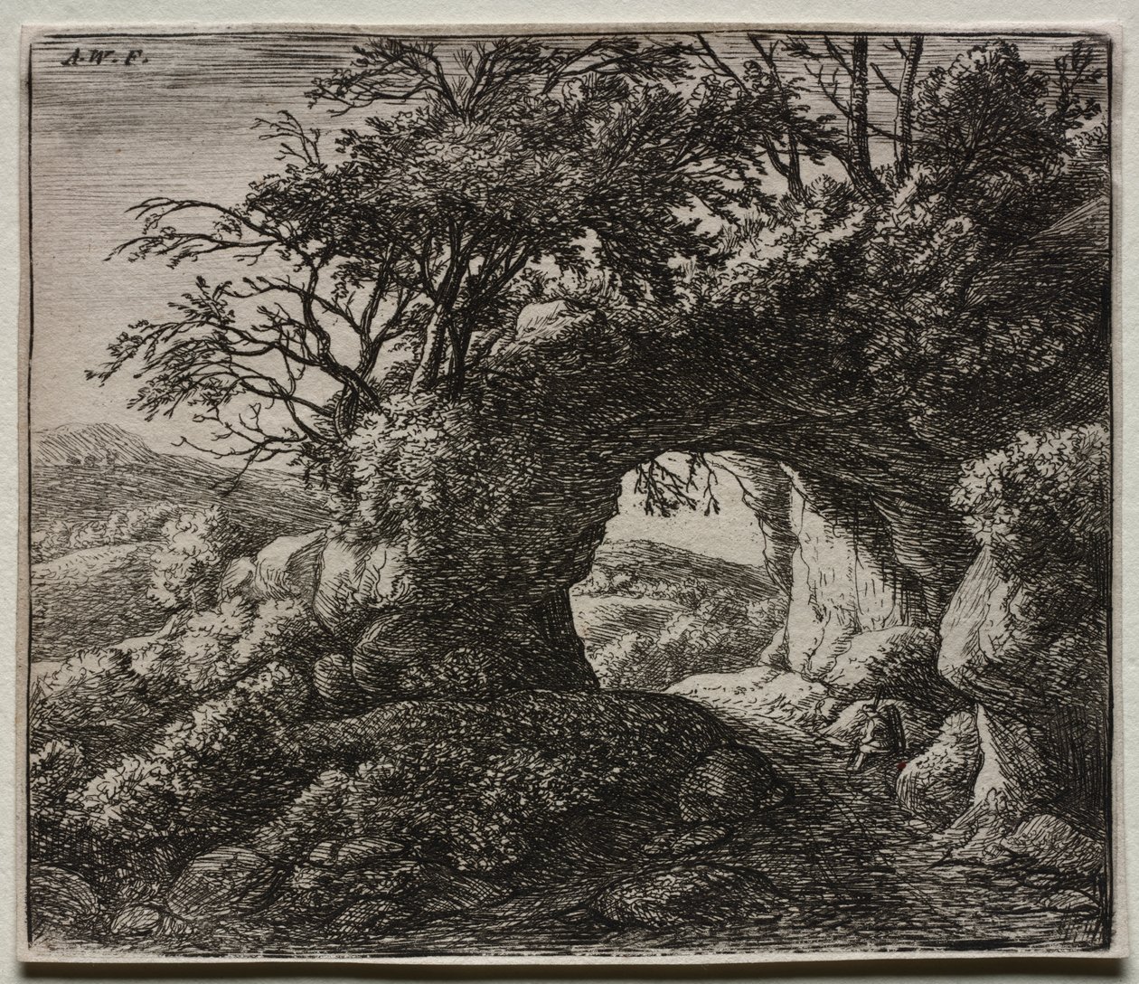 Fyra landskap: The Pierced Rock av Anthonie Waterloo