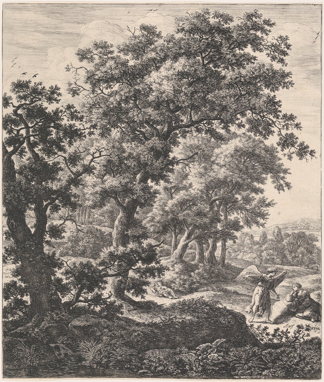 Hagar Tröstad av ängeln, 1600-talet. av Anthonie Waterloo
