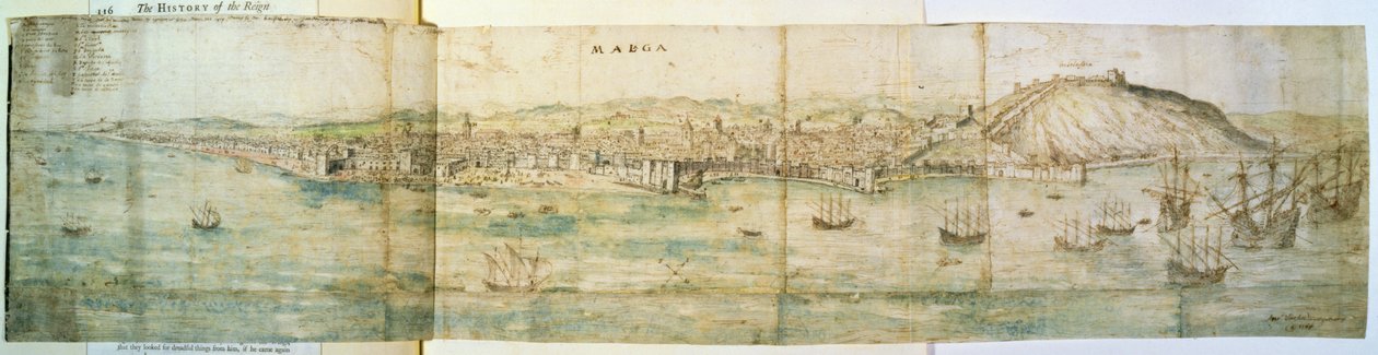 Malaga, 1500-talet (penna och bläck och wc på papper) av Anthonis van den Wyngaerde
