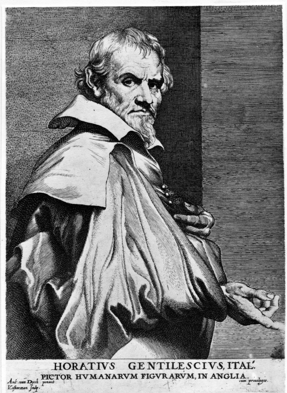 Orazio Gentileschi, tryck utfört av Lucas Vorsterman, c.1625-30 av Anthony van Dyck