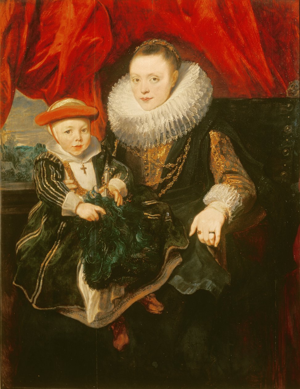 Porträtt av en kvinna och ett barn av Anthony van Dyck