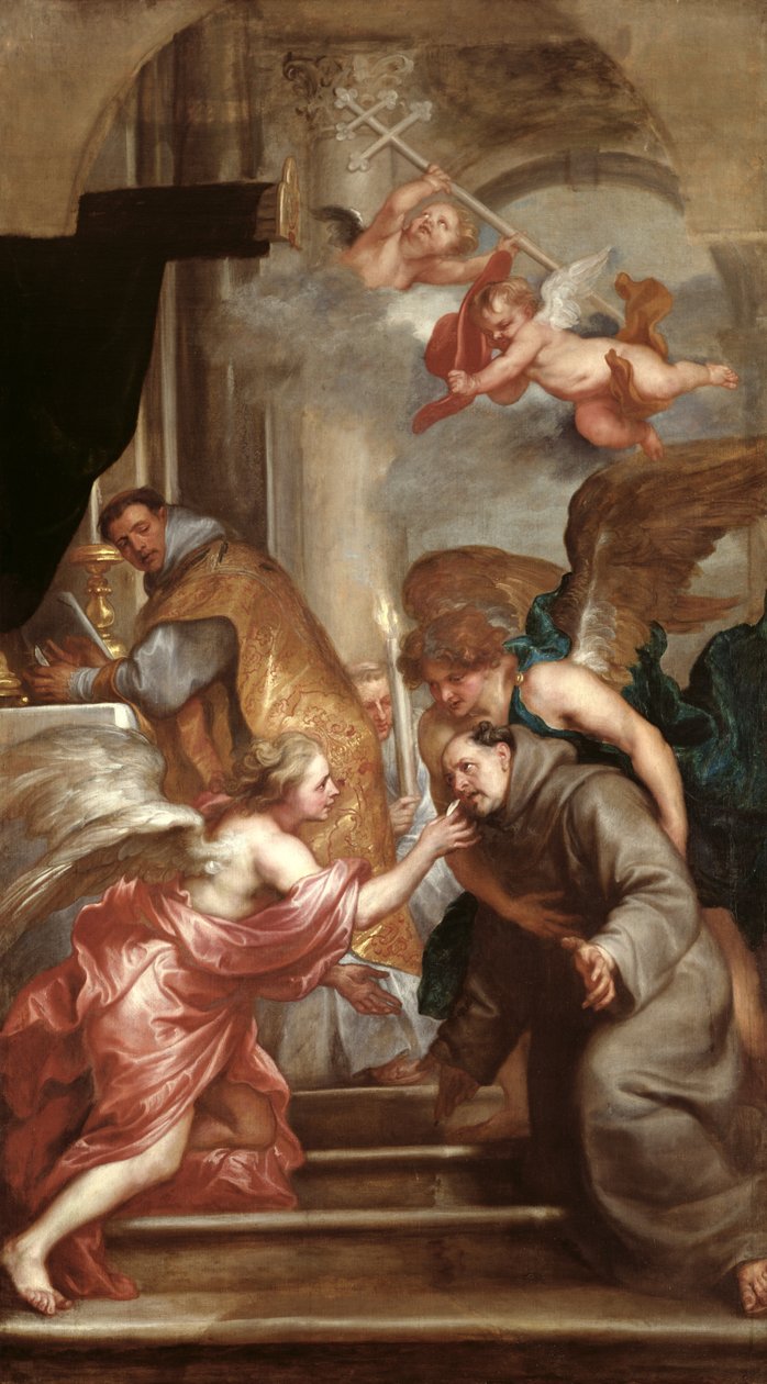 Nattvarden i St. Bonaventure (1221-74) av Anthony van Dyck
